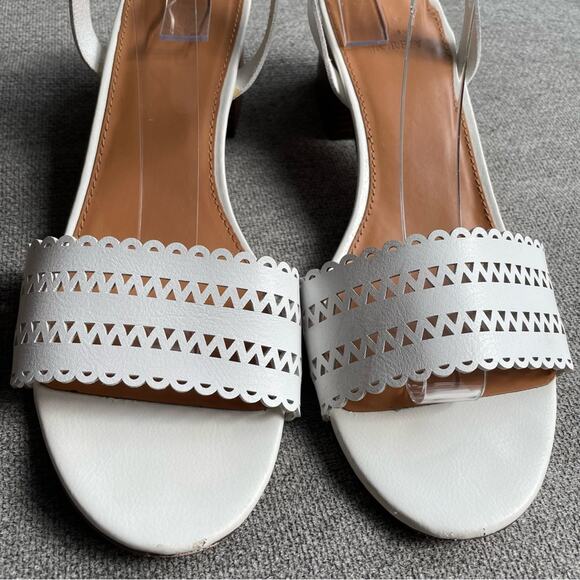 J. CREW Block Heel Sandals Cut-Outs White Slingback block sandals Women's 10 - Picture 4 of 12